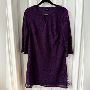 Purple Lace Dress with 3/4 Bell Sleeves.  Size PM.